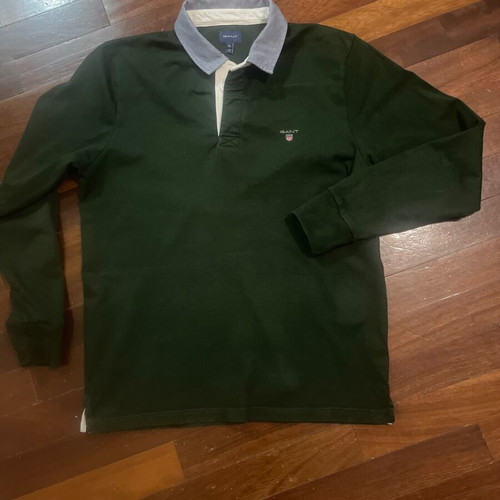 Gant heavy rugger long sleeve polo shirt XL, like new, dark green