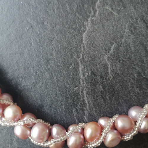 Necklace and bracelet set with natural pink freshwater pearls new
