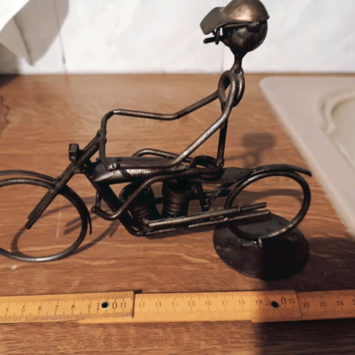 Metal handmade cyclist used for industrial decoration