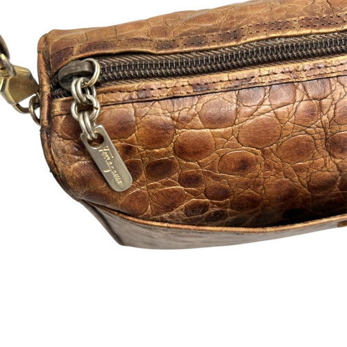 Salvatore Ferragamo vintage δερμάτινη τσάντα ώμου μεταχειρισμένη, καφέ