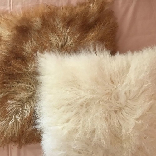 Furry sofa pillowcase new 30x50cm ivory, 100% leather