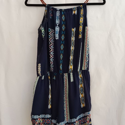 Sleeveless romper shorts like new, blue with patterns, size M