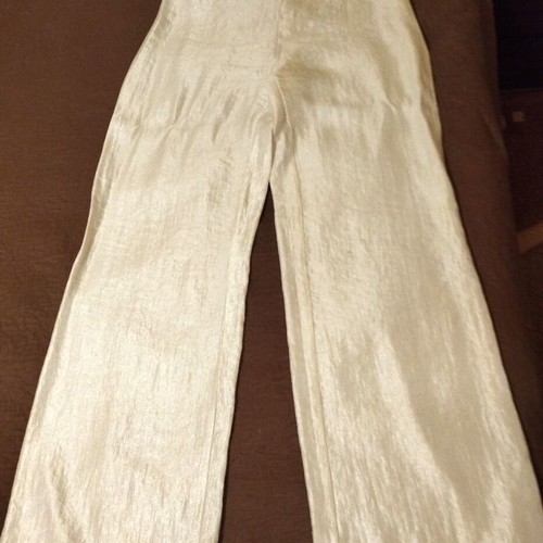 Champagne wide-leg pants and lingerie top set