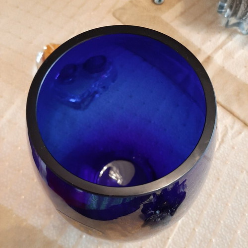 Blue cobalt glass vase Wanda Hand Poland new