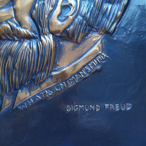 Sigmund Freud copper portrait used with inscription