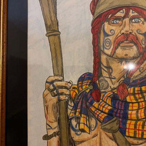 Painting Celtic Chieftain new with watercolor pencils and markers