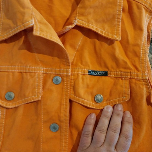 Denim dress like new, orange, for girls aged 10-14