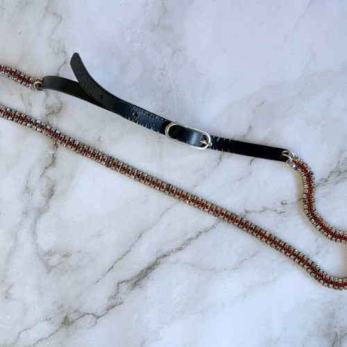 Gianfranco Ferre leather belt with strass used