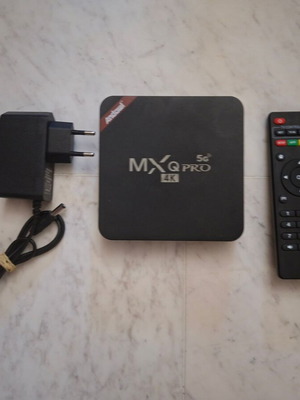 Android TV Box MXQ Pro 4K 5G used with remote and power adapter