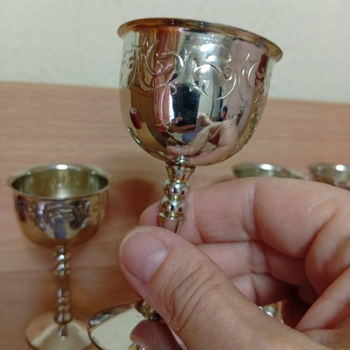 Set of 6 silver-plated antique glasses used