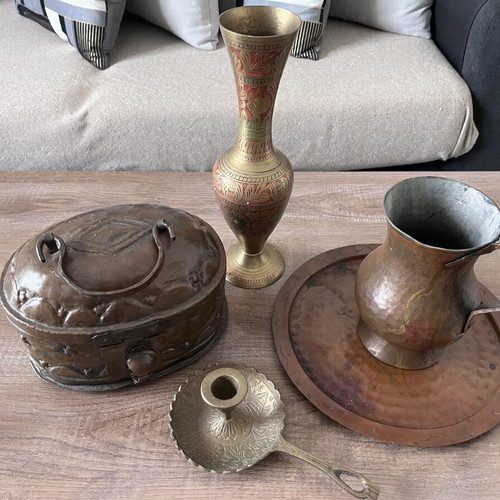 Antique set used with serving tray, jug, soap holder, candlestick, vase
