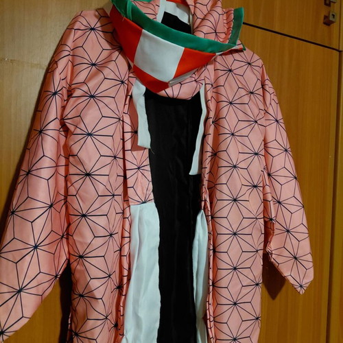 Demon Slayer Nezuko Cosplay Costume like new, pink kimono with obi belt