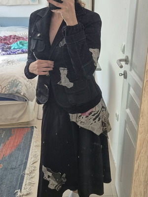 Tassos Mitropoulos jacket and skirt like new, black multicolor set