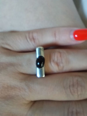 Handmade 925 silver ring with onyx