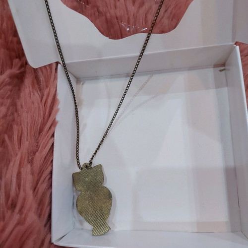Owl necklace like new, copper with long chain