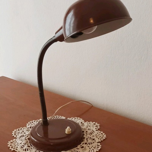 Vintage table desk lamp used, brown mid-century 1960