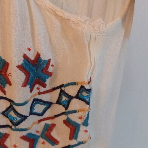 Moutaki summer airy blouse used, multicolor