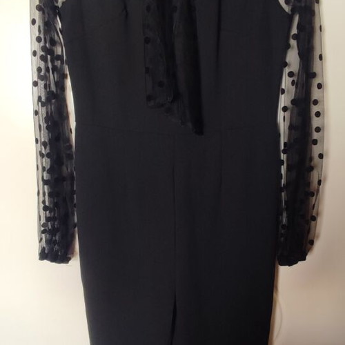 Jumpsuit black with tulle polka dots like new, elegant evening wear