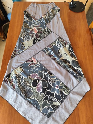 Boho summer dress with patchwork design and asymmetric hem, like new