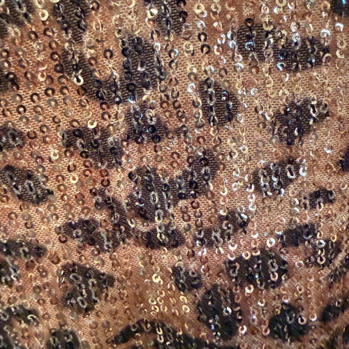 Girls' sequin dress 6 years like new, beige leopard pattern