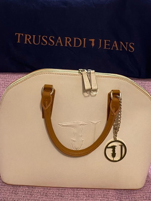 Τσάντα Trussardi Jeans, μπεζ-καφέ, σαν καινούργια, 39x27x15 cm