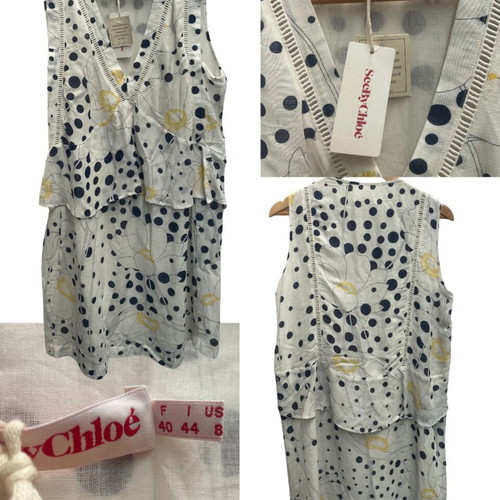 See By Chloé Polka Dot and Floral Ruffle Dress used, size L