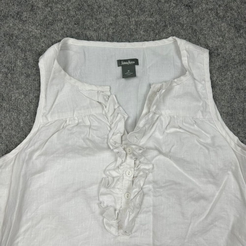 Neiman Marcus sleeveless linen dress medium with buttons used