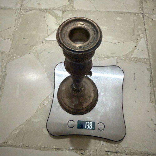 Silver candlestick used, weight 138g