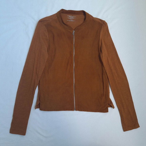 Majestic Filatures women's suede leather and cotton jacket blouse, size XS