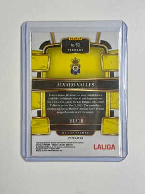 2023-24 Panini Select La Liga Terrace Gold Prizm #90 Alvaro Valles 4/10 RC