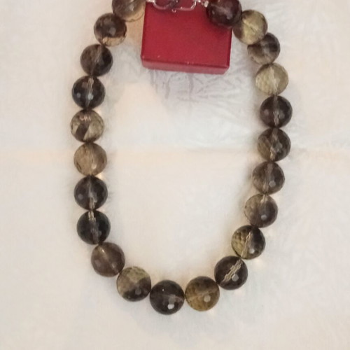 Smoky Quartz Necklace 925 Silver used, faceted stones, 45cm