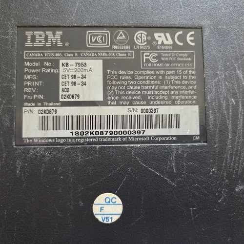 IBM KB-7953 keyboard used, black, vintage 1998