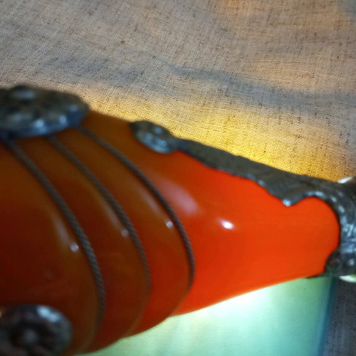 Bakelite and metal candlestick used, 34.5 cm
