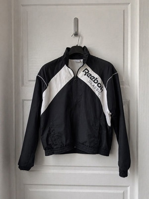 Reebok Classic lightweight windbreaker jacket used, black-white, size M