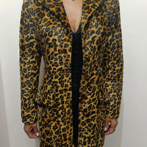 Long leopard jacket used, size Medium, brown