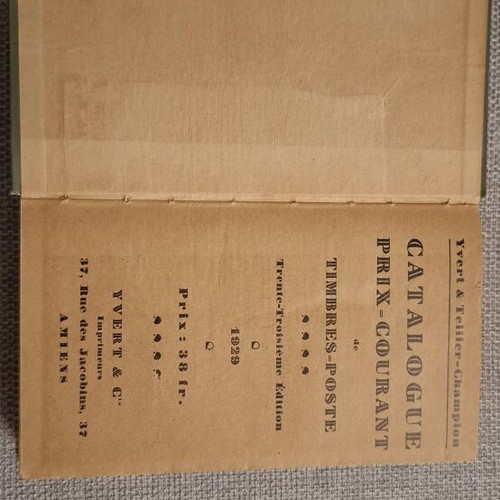Catalogue de Timbres-Poste Yvert & Tellier Champion 1929