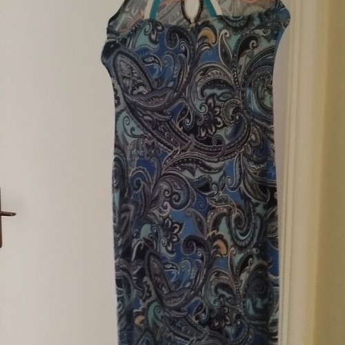 Ths Fashion blue maxi dress with paisley pattern