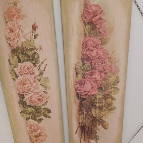 Wooden wall decor with decoupage, like new, 70x23 cm