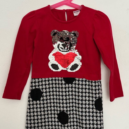 Waves red dress like new, size 104 cm for 4 years old