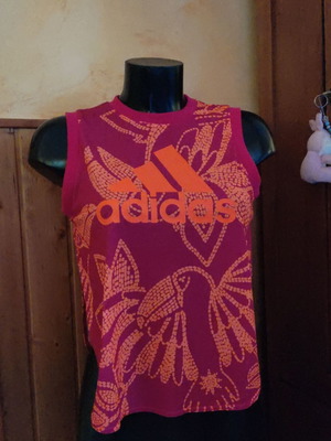Adidas women's XXS limited edition sports top pink orange