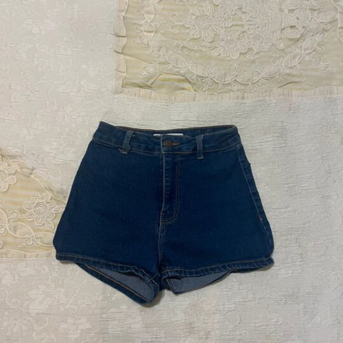 Bershka blue shorts, slim fit, short length