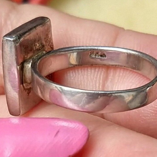 Massive silver ring like new with moss agate 925 hallmark Zhiten class