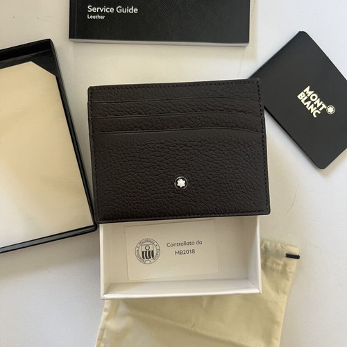 Montblanc leather card holder dark brown new with box