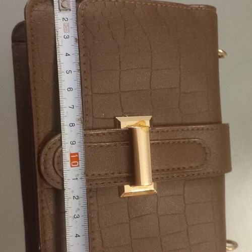 Crossbody bag new, brown synthetic leather with crocodile pattern