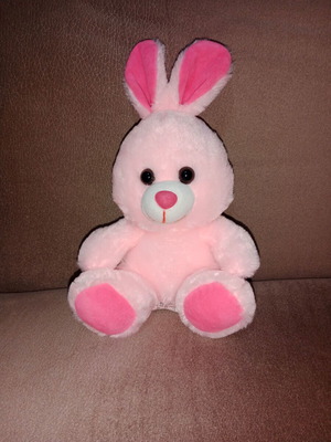 Pink plush rabbit, about 20 cm