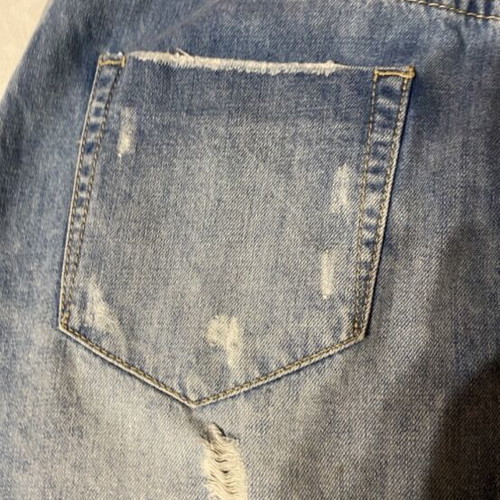 Mini denim skirt like new, blue, size S with buttons and distressed style