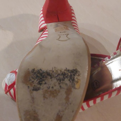 Migato red pumps with white stripes size 39 used