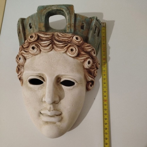 Ceramic Tyche Mask like new, handmade hand-painted wall decor