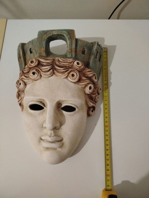 Ceramic Tyche Mask like new, handmade hand-painted wall decor