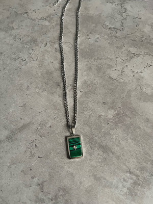 Stainless silver men's chain with one rhinestone, new, 47cm+5cm extension